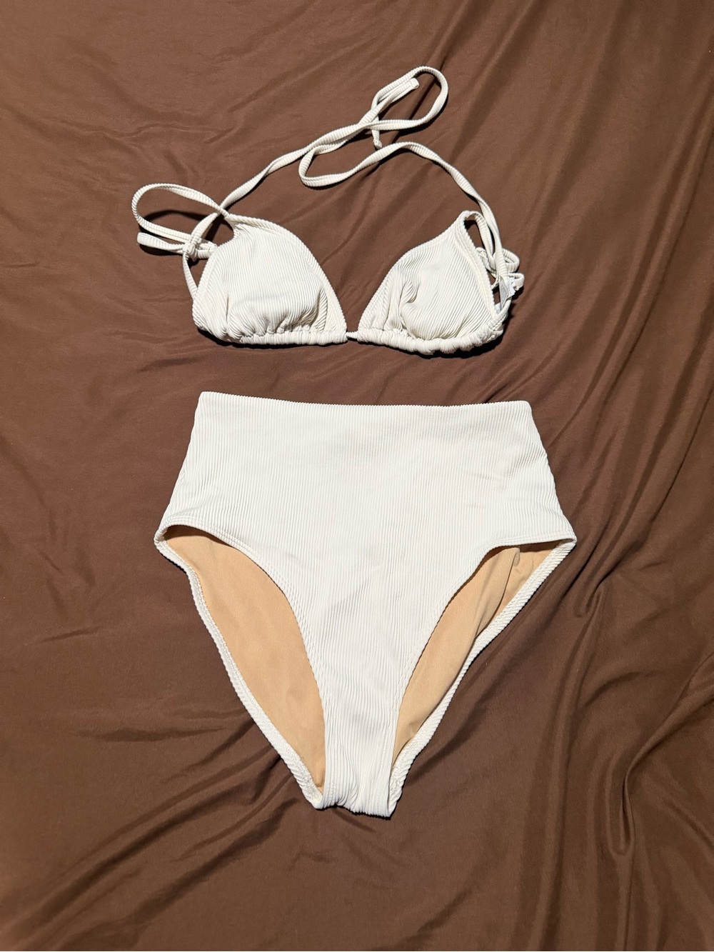 Old Navy White Ribbed High-Waist Bikini Set